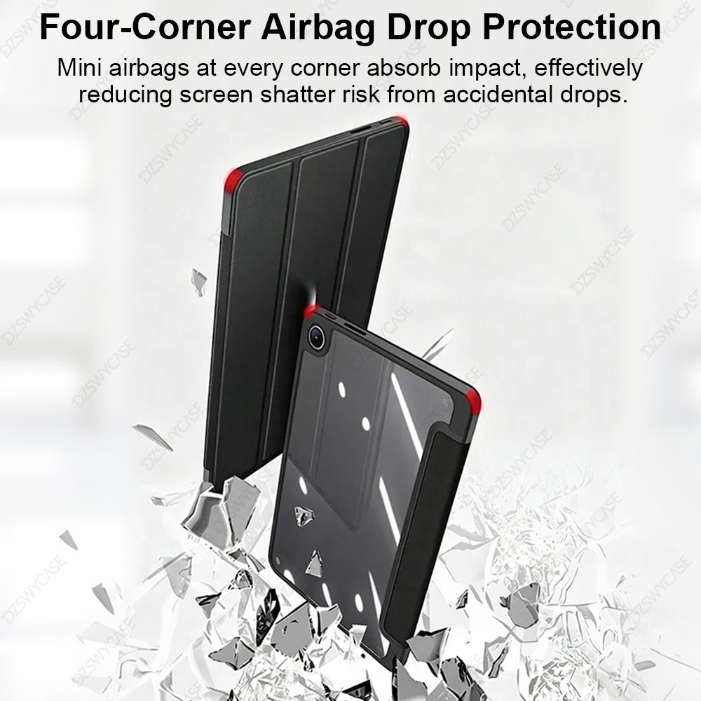 Case for Xiaomi Redmi Pad 2 SE 9.7 inch 2026, Trifold Stand Case with Pencil Holder, PU Leather Clear Transparent Back Cover
