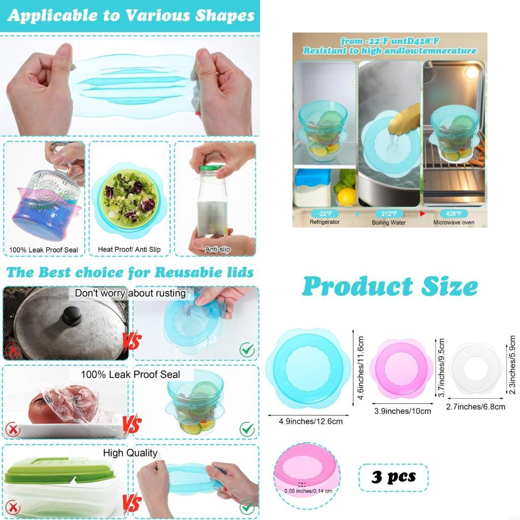 

Многоразовые силиконовые крышки Эластичные крышки Для мисок Контейнеров Микроволновки X3UC CN