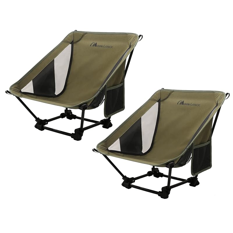 MOON LENCE Outdoor Chair, Low Chair, Camping Chair, Ground Chair, Lightweight, Foldable, Compact, Ideal for Hiking, Fishing, Bonfires, and