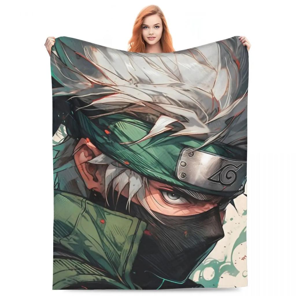 Japanese Anime Graphic Blankets N-Narutos Flannel Novelty Soft Throw Blankets for Home All Season