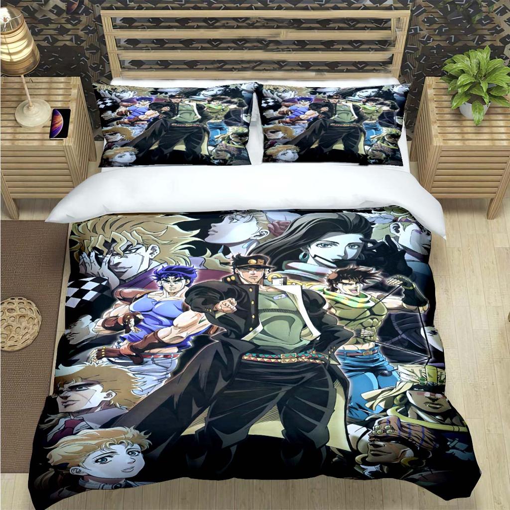 Beliebte Cartoon J-Jojo’S Bizarre Adventureprint Bettwäschesets Bettzubehörset Bettdeckenset Teenager Mädchen Einzelbett Einzelbett Kindergeschenk