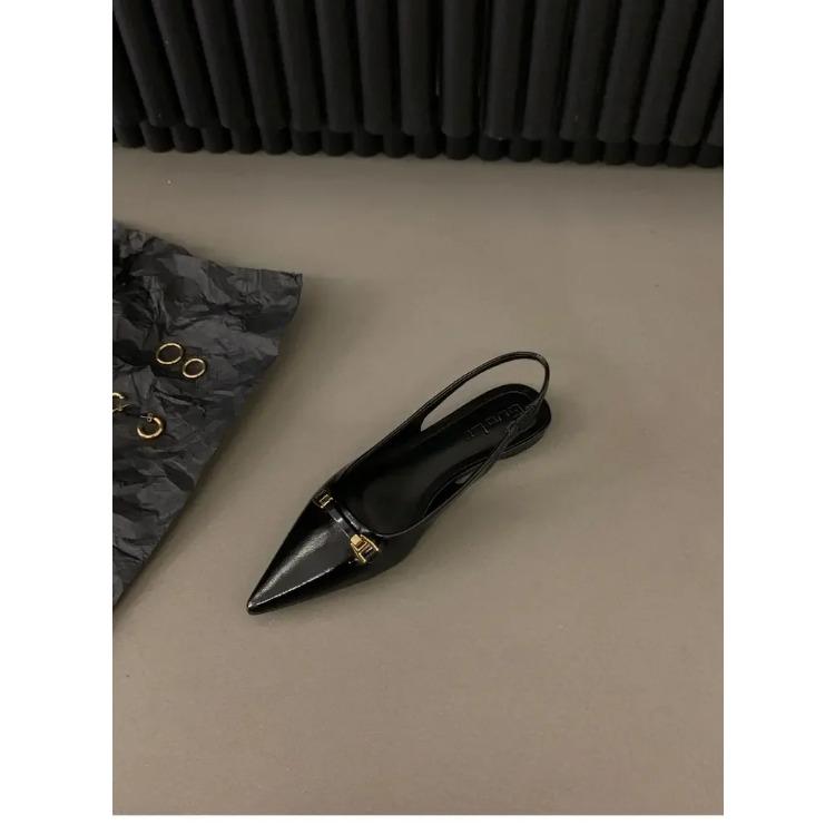 Women's Flat Bottom Slingback Sandals Summer Pointed End Woman Mules Fashion Animal Low-heel Beach Shoes Luxury Sandals