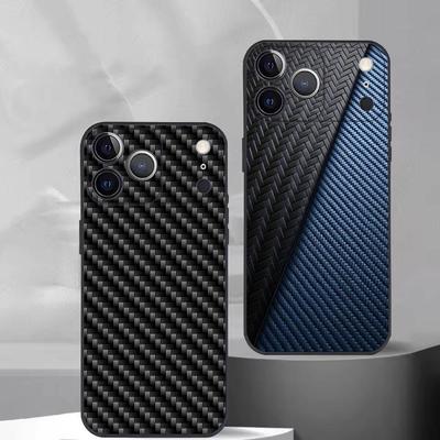 Coque de téléphone en fibre de carbone pour voiture pour iPhone 17, 16, 15, 14, 13, 12, 11 Plus, Pro Max, Autres Housse souple noire