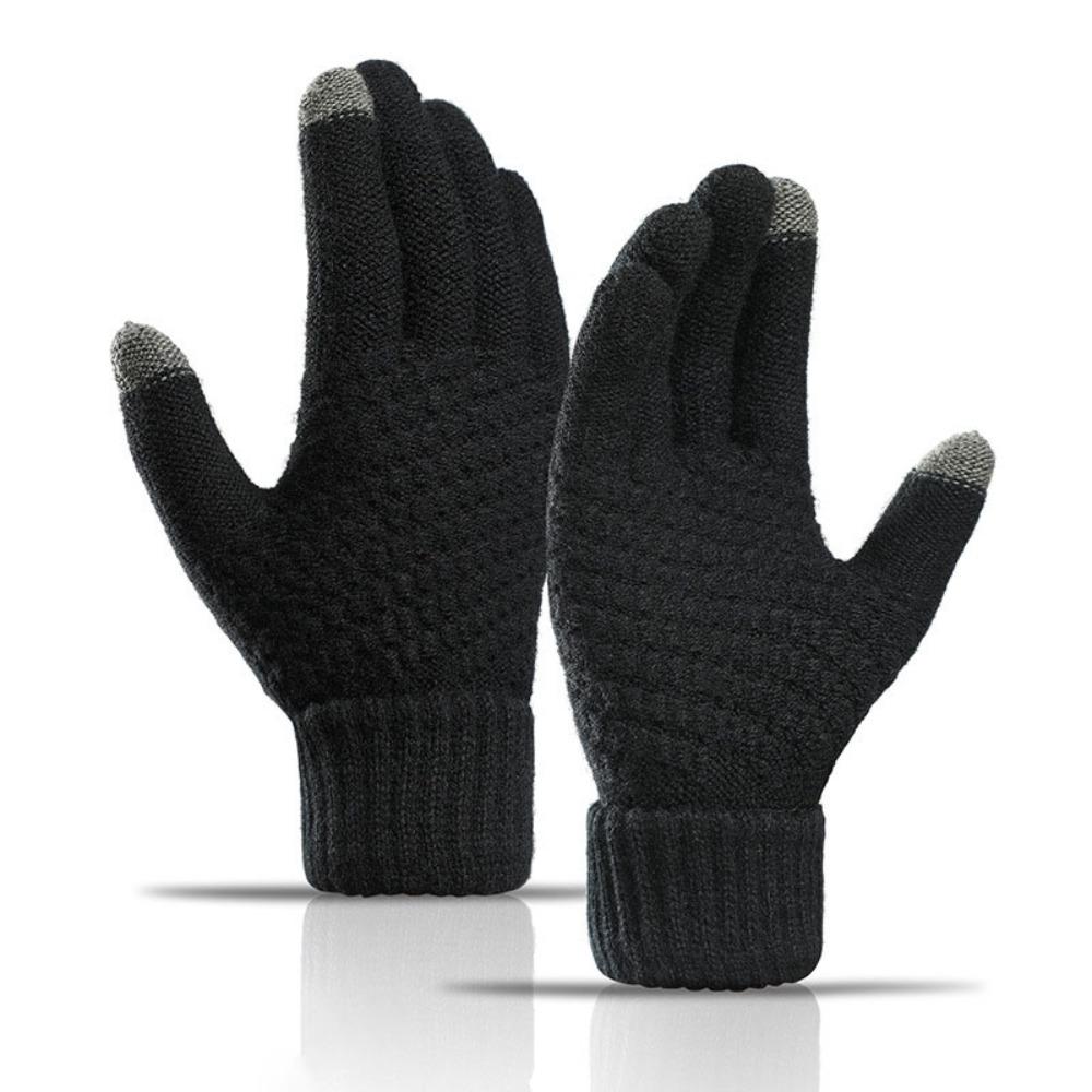 

Stretch Knit Touch Screen Gloves Thick Warm Outdoor Gloves Outdoor Activities чёрный