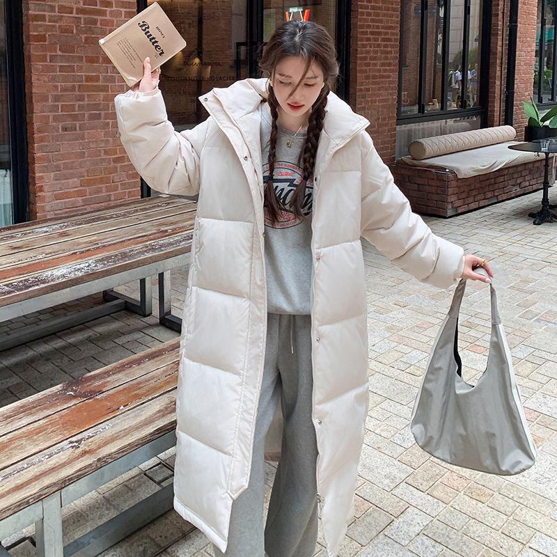 Down Cotton Coat Women's Long Winter New Style Over the Knee Student Loose Large Size Thick Cotton-padded Jacket Coat Trendy
