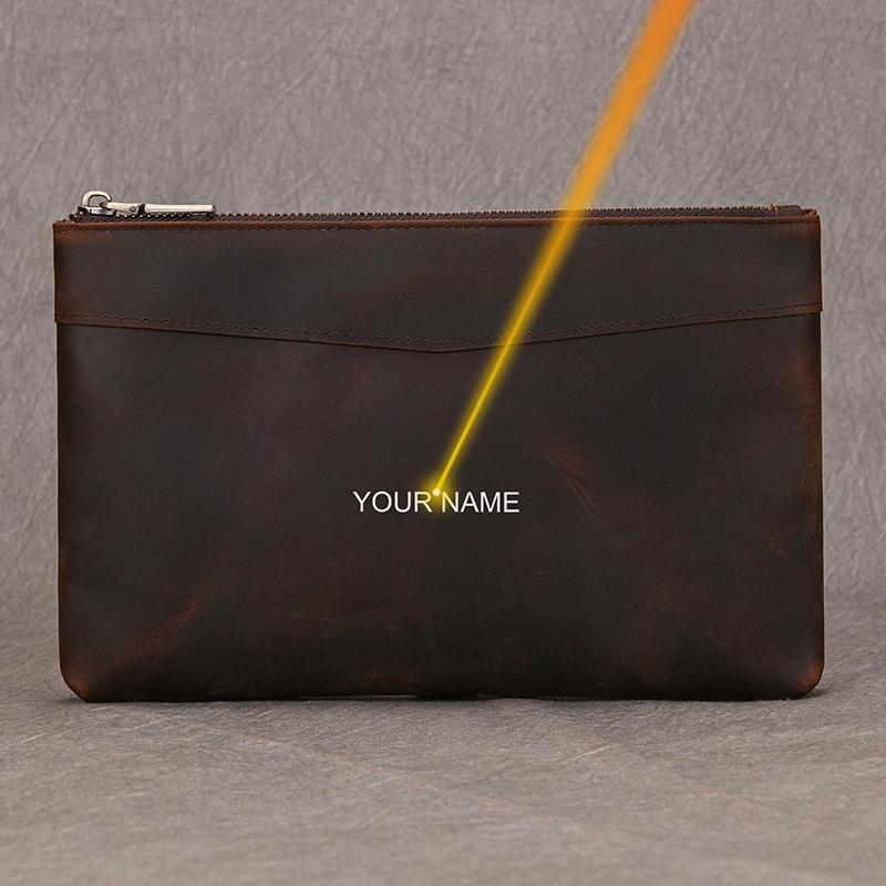 Genuine Leather Long Wallet Men Women Zipper Hand Clutch Wallet Card Cash Coin Purse Real Cowskin Wallet Phone Pouch With Wrist