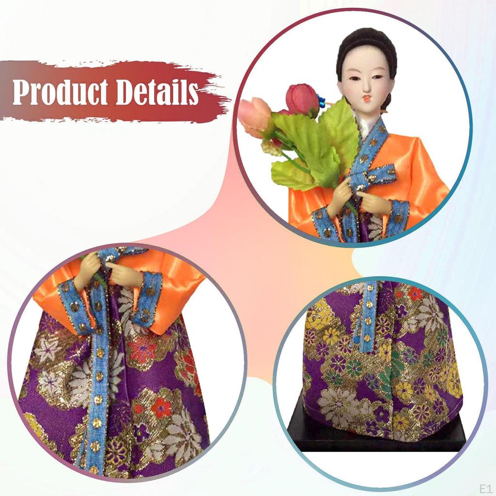 Koreanischer Hanbok Puppe Asiatische Handwerksfigur Sammlerstück Ornament Damenstatuette 12 Zoll für