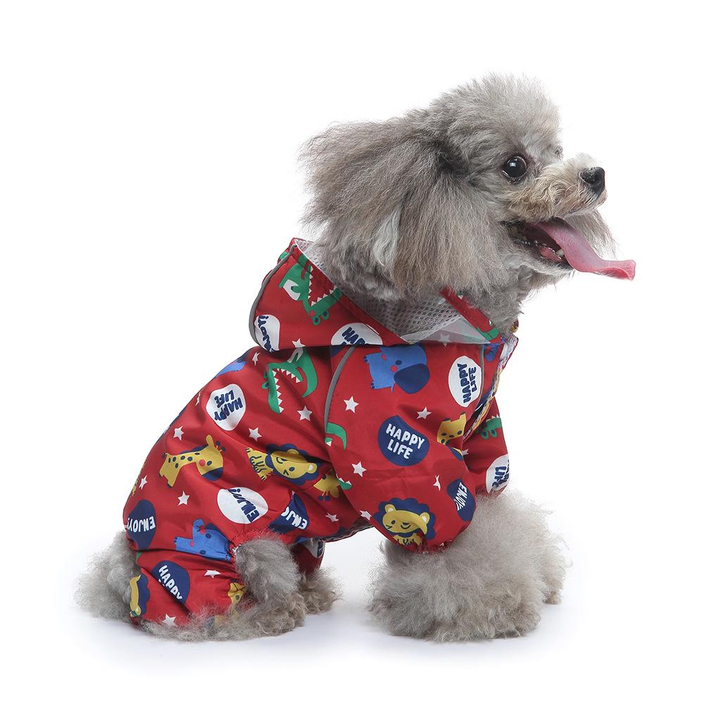 Universal Dog Raincoat with Foot Covers & Leash Access, Animal Design & Belly Wrap - Fits Small to Large Breeds