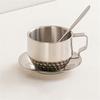 Stainless Steels Insulated Coffee Cups with Spoon and Saucer Double Walled Coffee Mugs Drinking Cups Drinkware Enduring