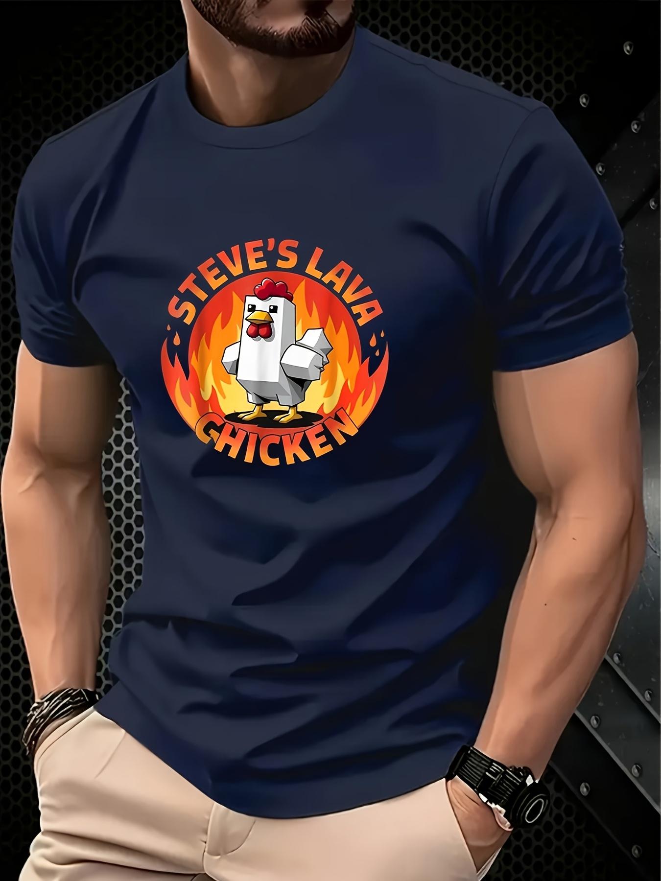 

Men s Lava Chicken T-shirt Men s Steve Lava Chicken Pattern T-shirt Comfortable Summer Street Wear Casual Wear Printed T-shirt 4XL