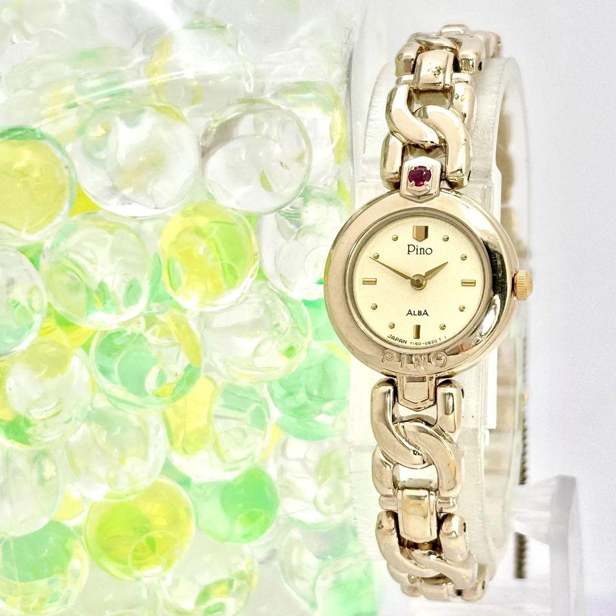 [New Battery] SEIKO ALBA Ladies Watch Colored Stone Gold Y150-0620 320352