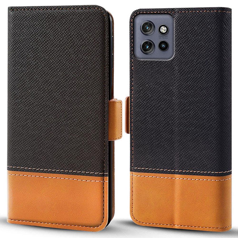 

For Motorola Edge 50 Neo 5G/Moto S50 5G/Thinkphone 25 5G Case Color Splicing PU Leather Wallet Phone Cover Black