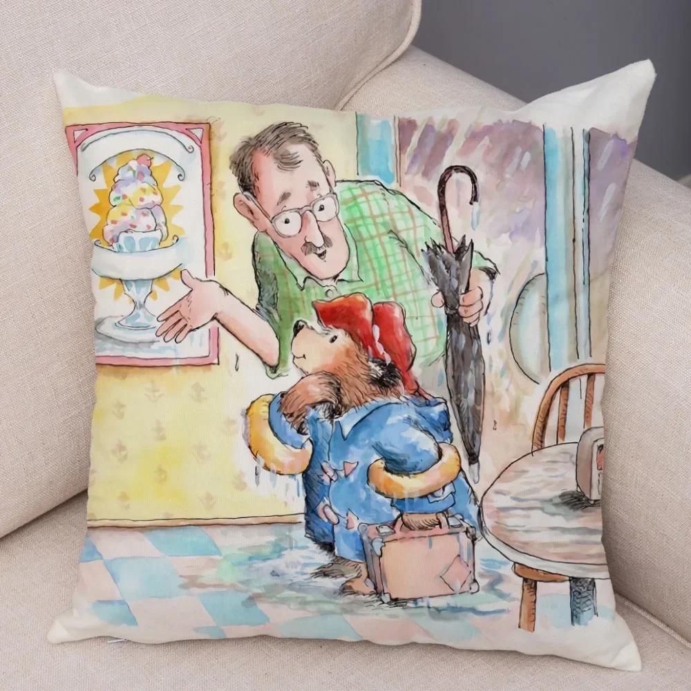 

x Мультяшный Чехол на Подушку с Медведем Диван Декор Детской Комнаты Милая Наволочка с Животным 66x66cm