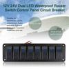 8 Gang Marine Boat Rocker Switch Panel, 12V 24V Waterproof RV LED Switch Panel for Car Truck Marine Boat, On Off Toggle