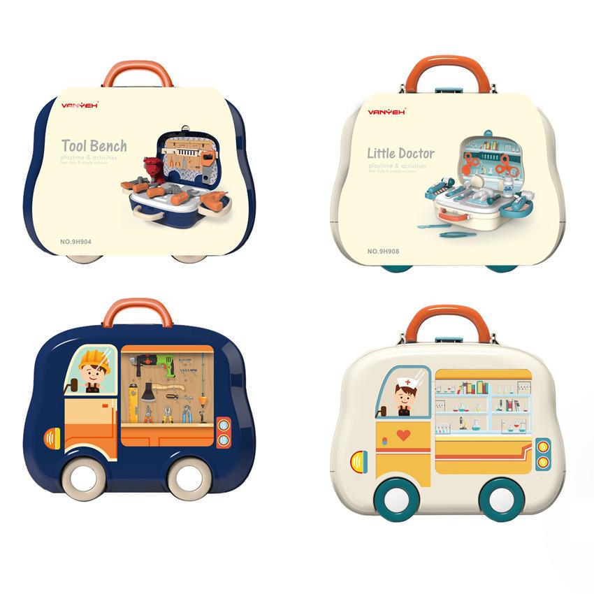 Children'S Kitchen Play Home Accessories Toy Set Doctor Girl Dressing Desk Tools Hand-Held Suitcase Toys