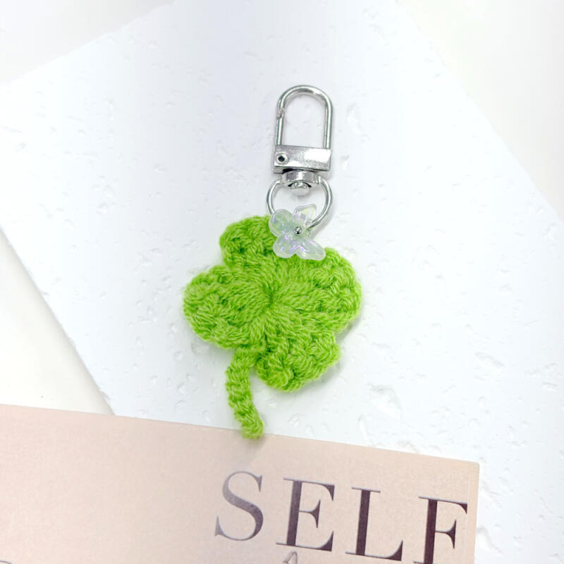 Lucky Four-Leaf Clover Mini Knit Keychain
