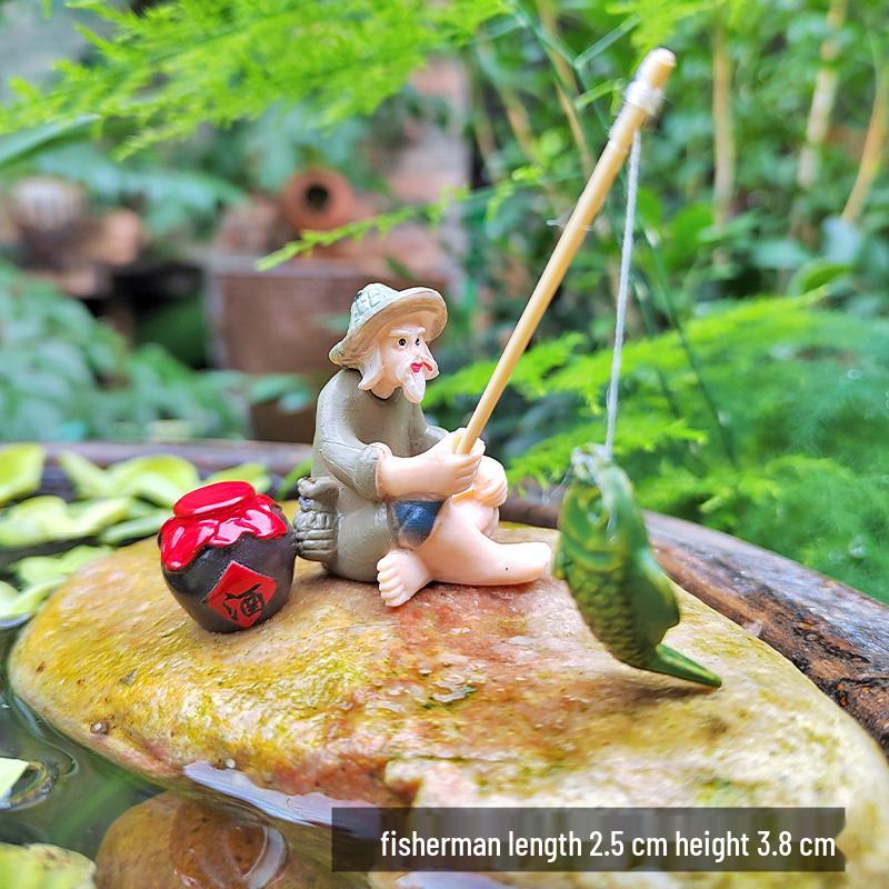 Jiang Taigong Fischer Ornaments für Hof Fischteich Felsen Bonsai Dekor