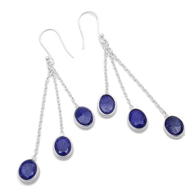 Blautopas Edelstein Ohrringe Massiv 925 Sterlingsilber Handgefertigte Ohrringe Schmuck Geschenk Für Frauen Und Mädchen E-363