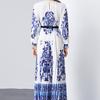 Jesienne damskie sukienki vintage print designerskie na wybiegu plus size oversized długie maxi sukienki na imprezę świąteczną