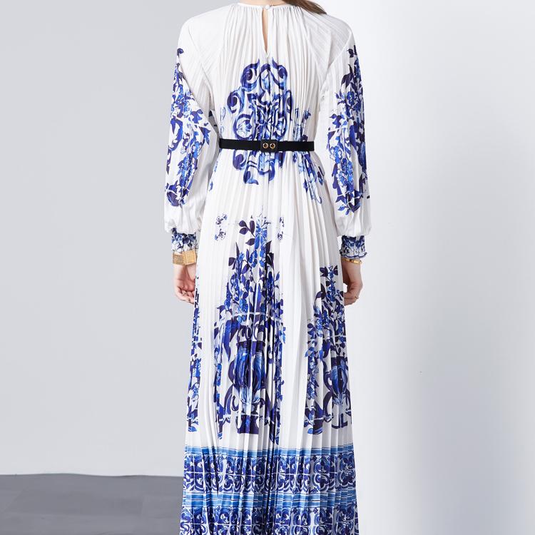 Jesienne damskie sukienki vintage print designerskie na wybiegu plus size oversized długie maxi sukienki na imprezę świąteczną