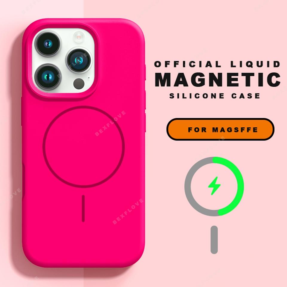 New Magnetic Lanyard Phone Case For iPhone 15 14 16 Plus 11 12 13 16 Pro Max Magsafe Liquid Silicone Strap Protector Soft Cover