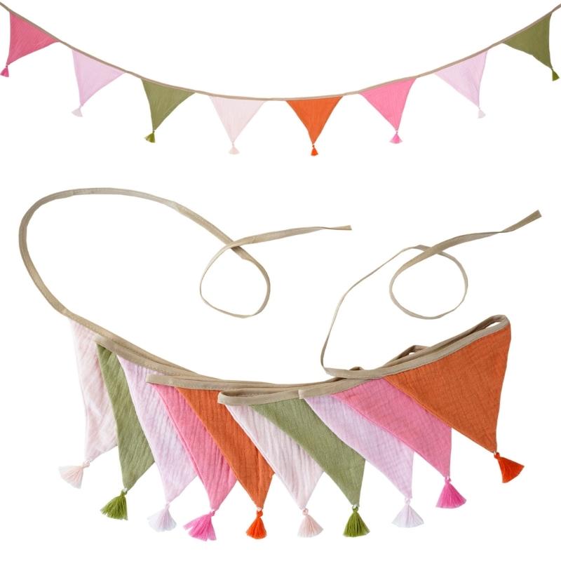 Festoni Bandierine in Cotone Crepe Colori Caramella Luminosi Per Asilo Nido Compleanni di Bambini Feste Eventi