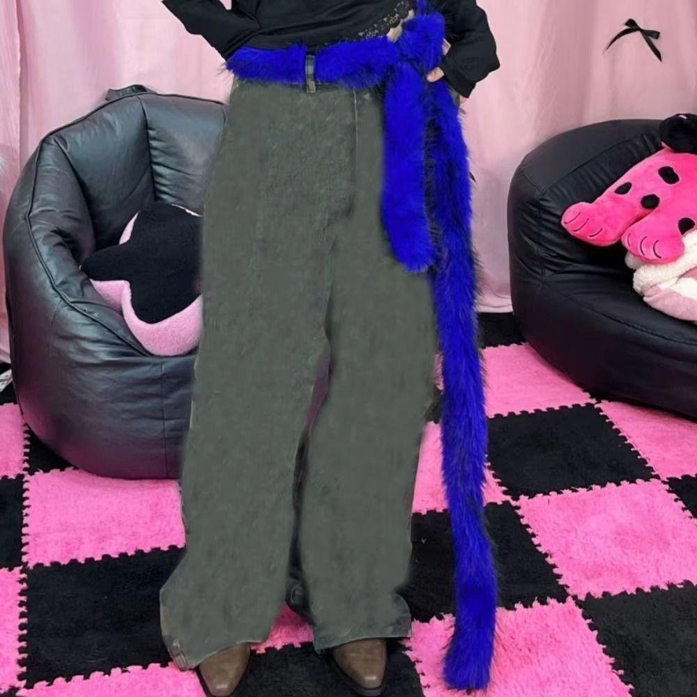 Y2K Faux Fur Leg Warmers Super Soft Fuzzy Boot Cuffs Fashion Faux Furry Belt Halloween Party