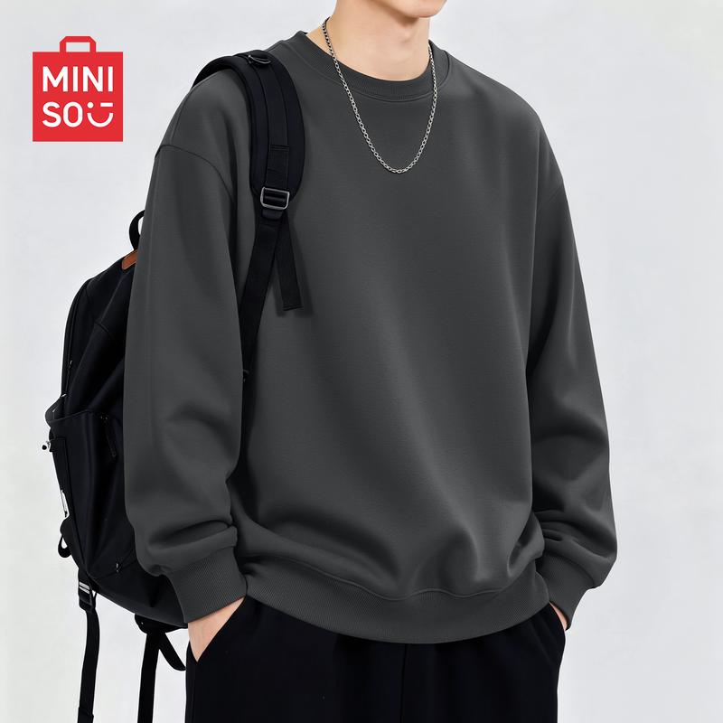 MINISO Men's Casual Crew Neck Pullover Sweatshirt