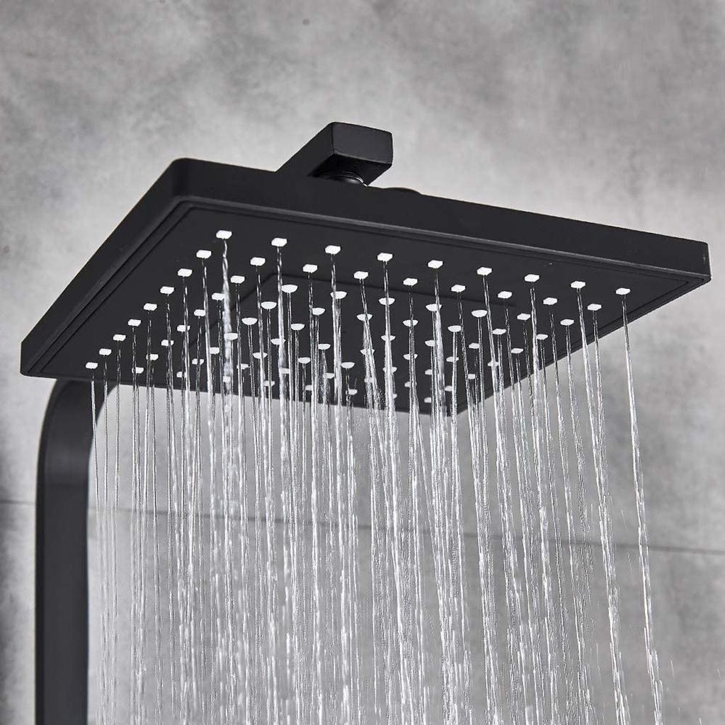 Black/Silver Bathroom Faucet Chrome/Black Rain Shower Head Bath Faucet Shower Set Mixer Wall Mounted Bathtub Shower Mixer Tap Shower Faucet