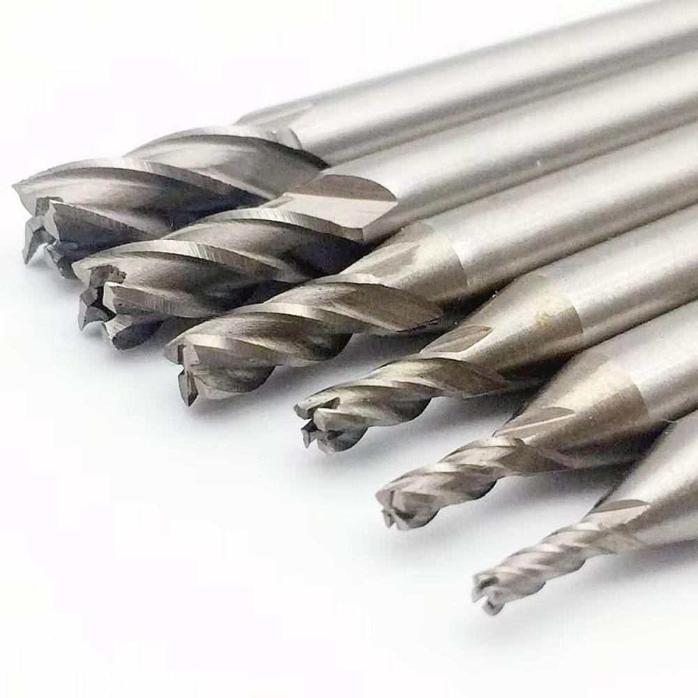 7/10Pcs 4-Flute Spiral End Mill Set High-Speed Steel CNC Milling Tools Wood Steel Milling