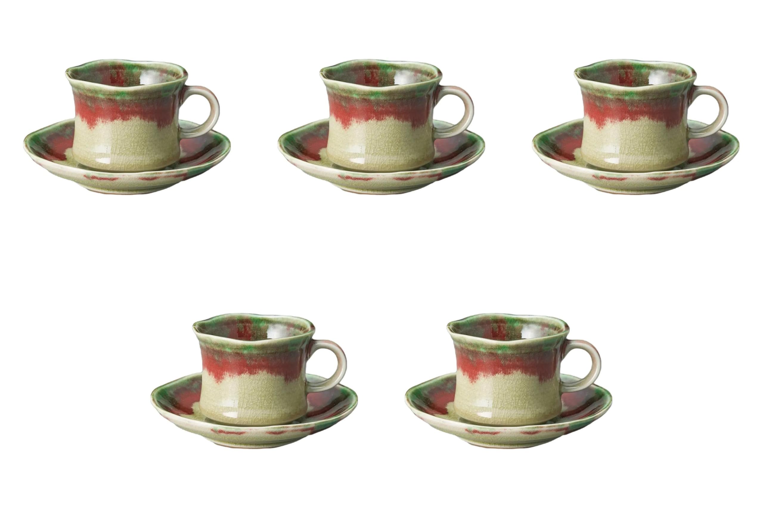 

Набор из 5 чашек и блюдец для кофе из киновари x см Чашки Блюдца Сетомонохонпо [8.6 7.2 (190cc)] & киноварь