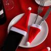 10pcs Christmas Santa Hats Flatware Holder Dinner Table Decorations Party Supply