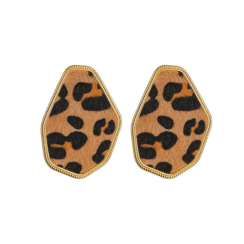 Retro Leopard Irregular Stud Earrings - High-End Autumn/Winter Design