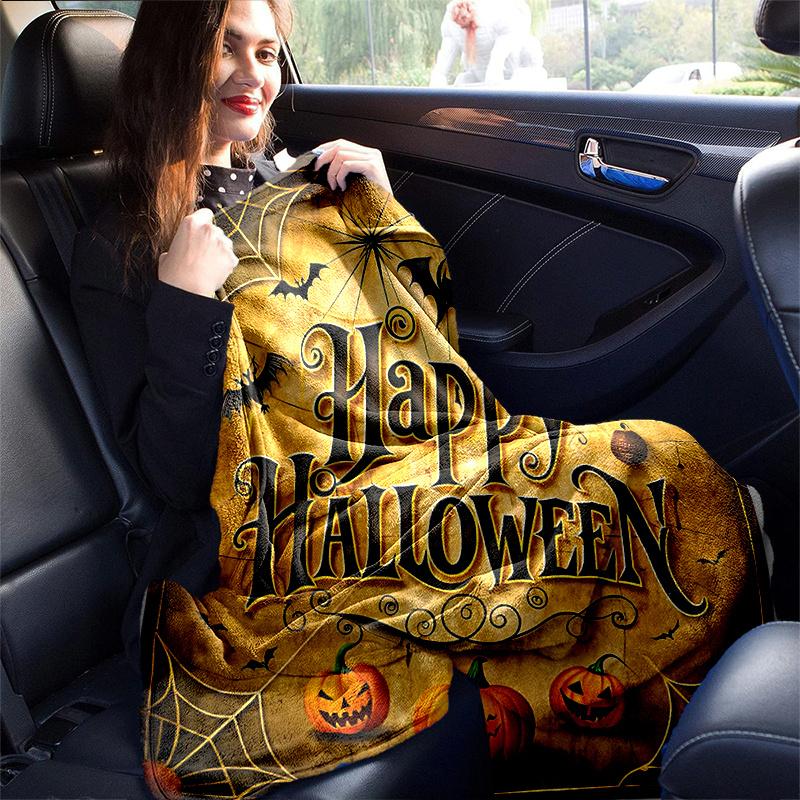 1pc Halloween Happy Day Blanket  Cute Home Decor for All Seasons, Living Room, Travel, Camping, Car Blankets