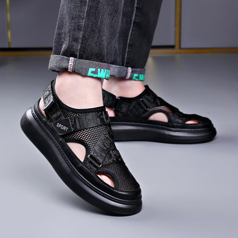 Fashion 2024 Summer New Designer Sandals for Men Black Fashion Casual Platform Sandal Shoes Male Breathable Mesh Beach Shoes Man