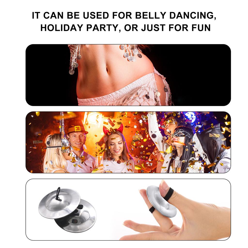 2 Stück Fingerbecken für Bauchtanz, silberne Fingerbecken, Bauchtanzbecken, Rhythmus-Beats