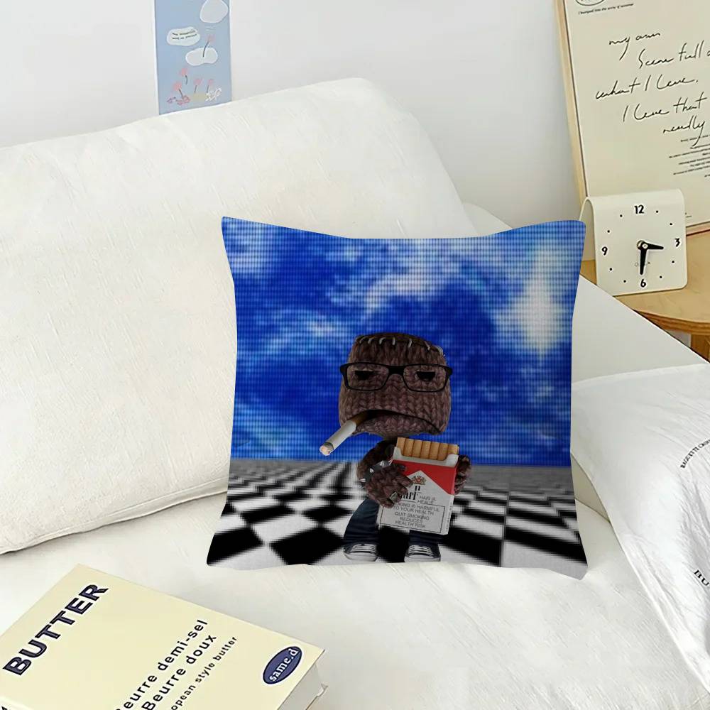 Funny LBP Sackboy 45*45cm Cushion Cover Pillow Cover Decor Pillowcase Home Pillowcase for Couch Pillow