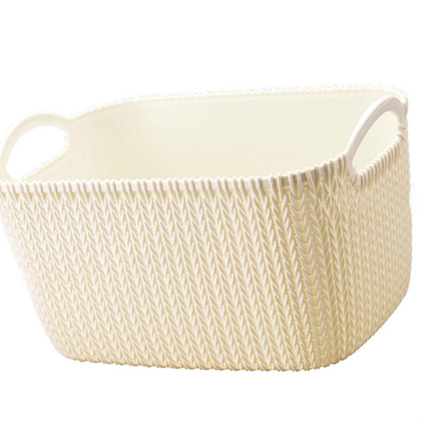 

Multifunctional Basket Plastic Rattan Like Desktop Sundries Cosmetic Makeup Organizer Storage Case