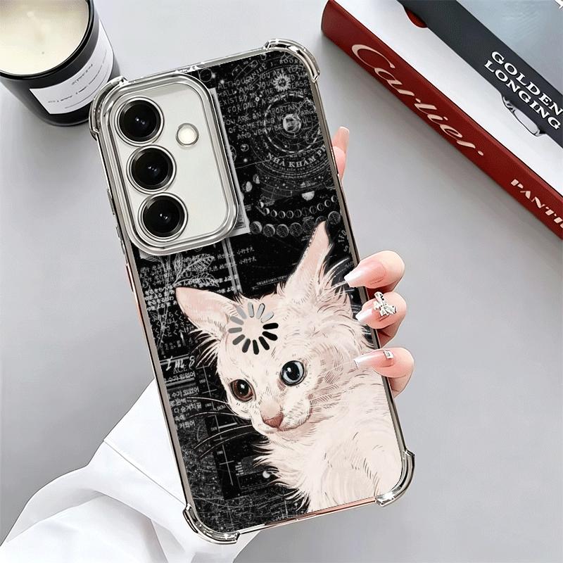 Funny Cats Fashion Style Plating Phone Case For Samsung A17 A07 A37 A57 A16 A56 A15 A55 A14 A54 A13 A53 A26 A36 A25 A35 A24 A34