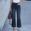Women's Wide Leg Jeans High Waist Straight Stretch Jeans With Pockets