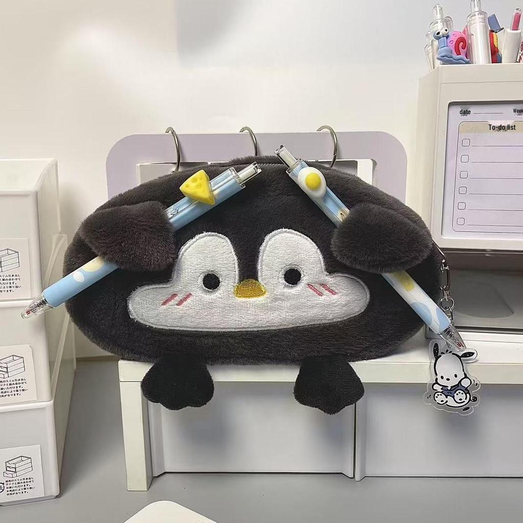 Little Otter Penguin Plush Pencil Case - Large Capacity, High-Value Storage for Female Students