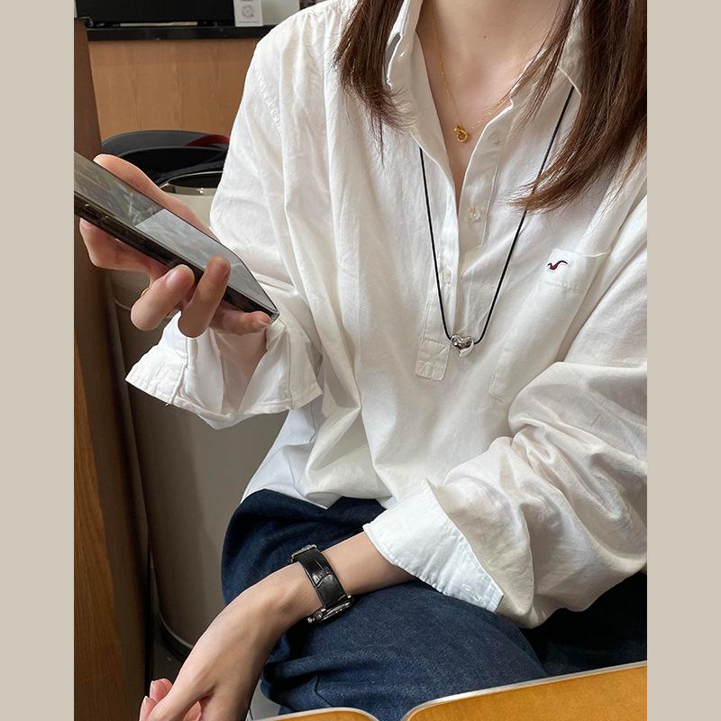 

2025 French High-End Women s White Long Sleeve Polo Shirt - New Spring Casual Style XL [For 60/65kg]