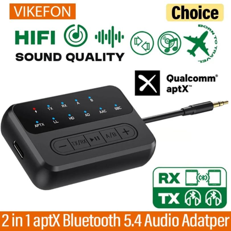 aptX Bluetooth Wireless Adapter Audio Transmitter Receiver 3.5MM AUX aptX-Adaptive AD/HD/LL AAC HiFi Multipoint For TV PC Car