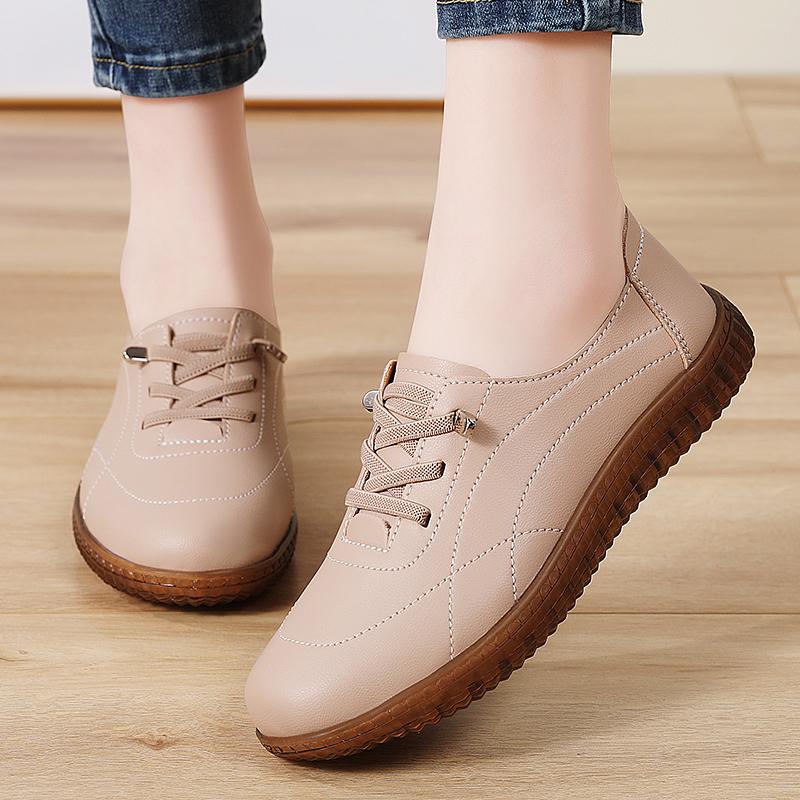 Women Soft Casual Shoes Loafers Simple Elegant Summer Sneakers Breathable Leather Moccasins Shoes Plus Size