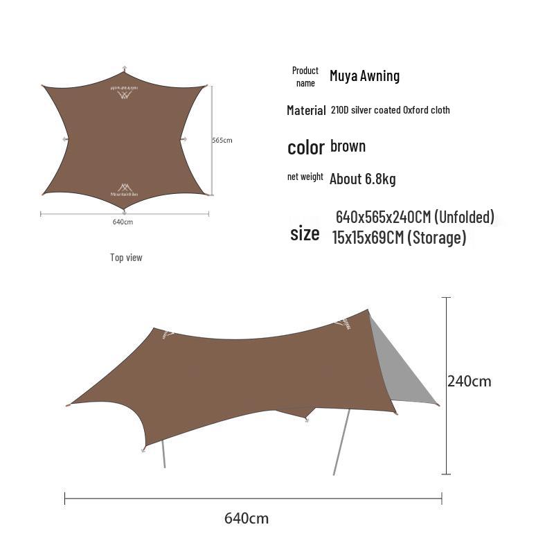 Mountain Guest Wood Canopy: Large Outdoor Rainproof Sunshade Shelter for Camping