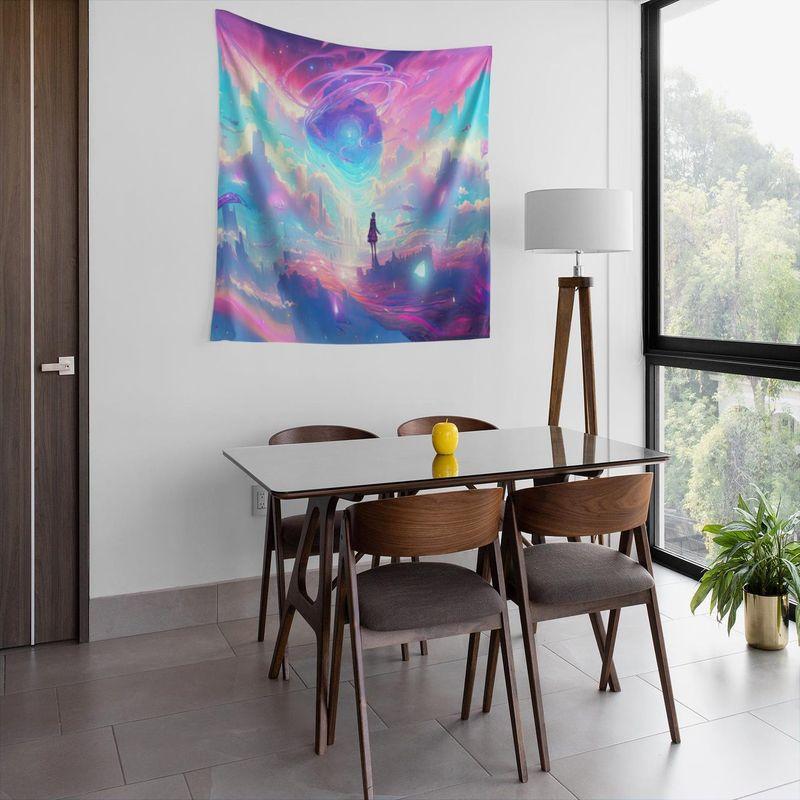 Starry Night Landscape Tapestry Psychedelic Colorful Wall Art Van Gogh Style Aesthetic Home Decor