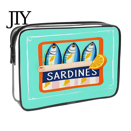 Retro-Fischdosen-Design Kosmetiktasche Sardinen Kosmetiktasche, durchsichtige wasserdichte Tasche, Reißverschluss Transparente Reise-Aufbewahrungstasche Verschluss Toilettenartikel für Damen