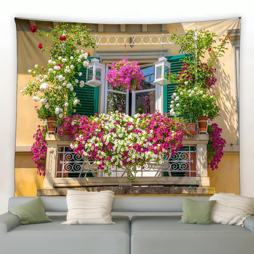 European Garden Scenery Flowers Tapestry Bedroom Living Room Tapestry Home Wall Decoration Tapestry