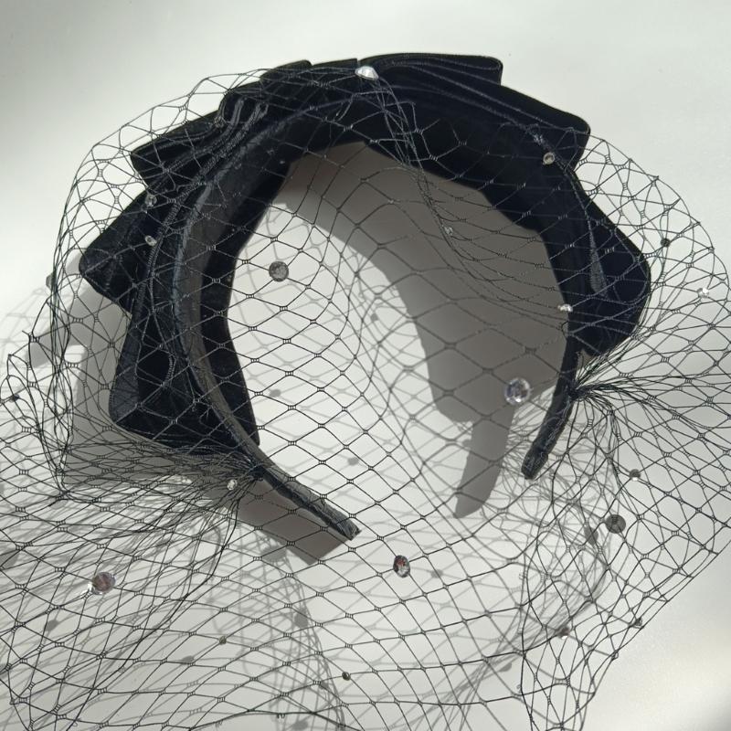 Unique Black Veil Mesh Veil Headbands 1920s Fascinator Headpiece Birdcage Veil Hair Decors For Bridal Halloween Parties