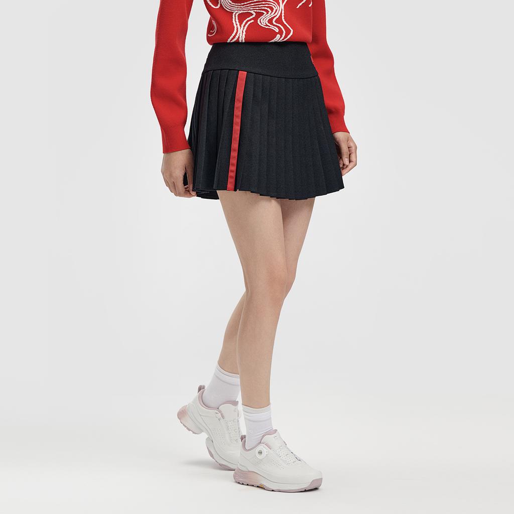 Fila Golf Series Fashion Simple Classic Sports Golf Trendy Comfortable Versatile Woven Pleated Casual Skirt Women Skirts Deep-Black A11W615311FBK